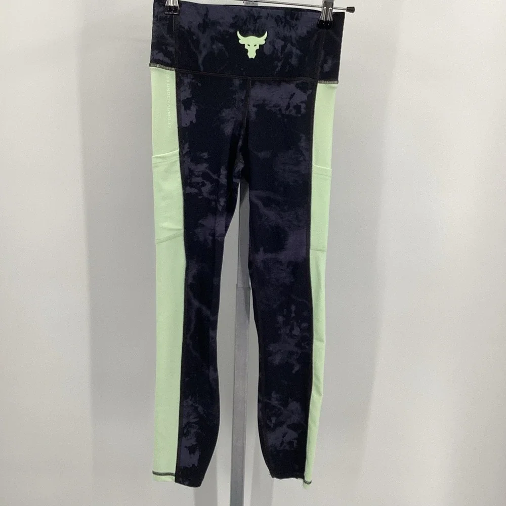 Ladies Under Armour Project Rock athletic leggings‎ Black/white XS